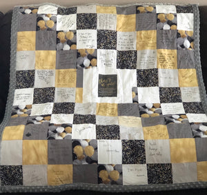 Gray and White Wedding Message Quilt Kit - Adult Keepsake Blanket - Wedding Guestbook Alternative