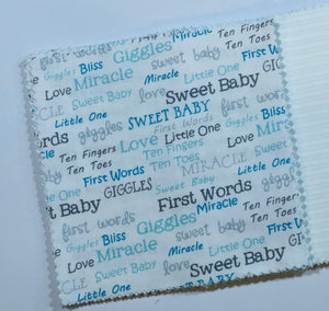 Blue Baby Boy Message Quilt Kit - Baby Words Baby Shower Quilt Kit - Baby Shower Gift - Keepsake