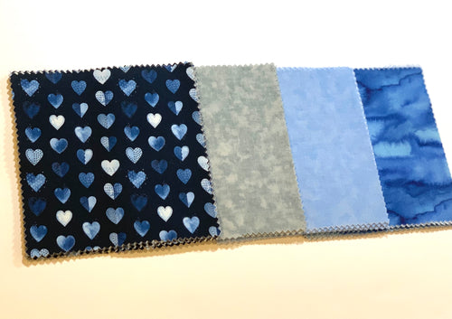 Blue Hearts Message Quilt Kit - Blue Baby Shower Quilt Kit - Baby Shower Gift - Newborn Quilt